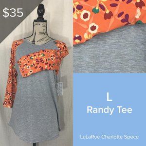 NWT Grey & Orange Floral Lularoe Randy Tee